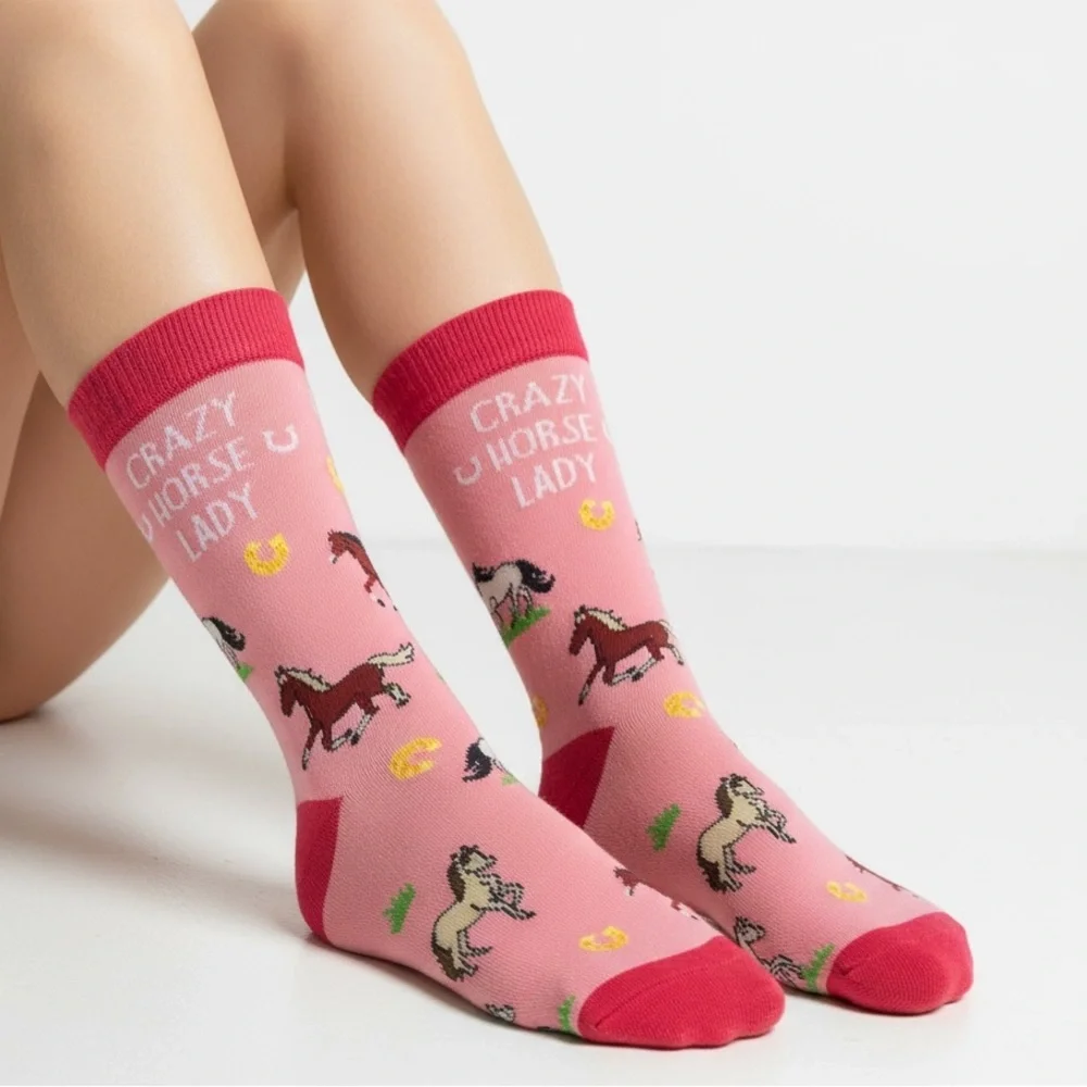 HAPPYPOP Pink Horse Print Socks for Women NWT - Picture 5 of 13